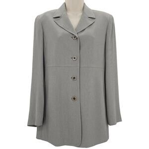 Vintage Renfrew Womans size 6 Longline Blazer Office Wear 4 Button 2 Pocket Gray